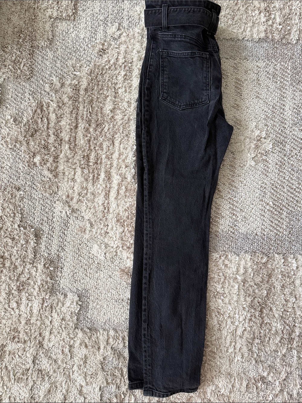 Reformation KAYO Slim Straight Black Jeans with Fabric Waist Belt - Picture 6 of 8